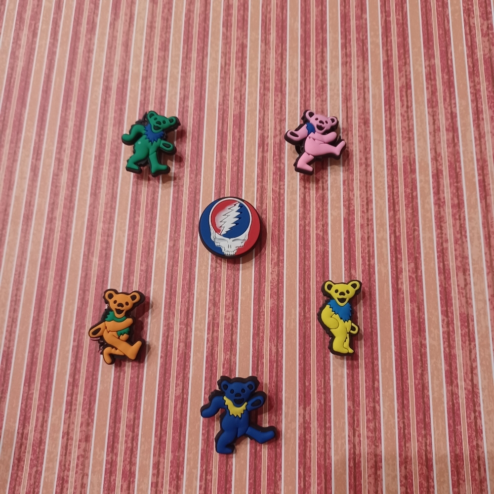 6 Grateful Dead crocs jibbitz croc Charms YOU GET ALL 6!!!